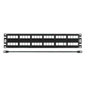 48P MODULAR PATCH PANEL W/ FACEPLATE IN BLACK INCLUDES A STAIN RELIEF BAR